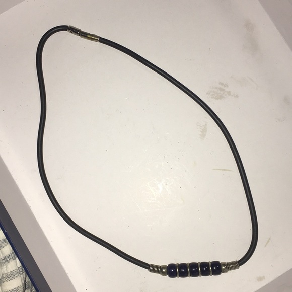 Mens Choker with silver and blue glass beads - Picture 2 of 3